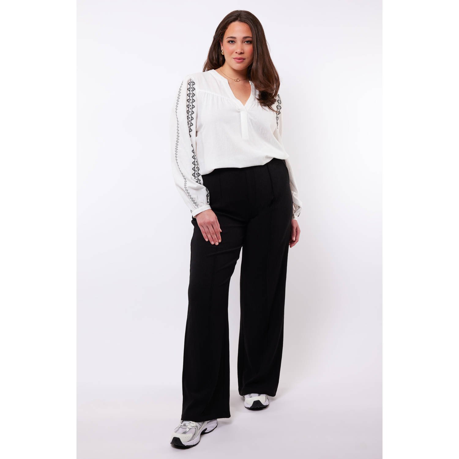 Exxcellent wide leg high waist broek zwart