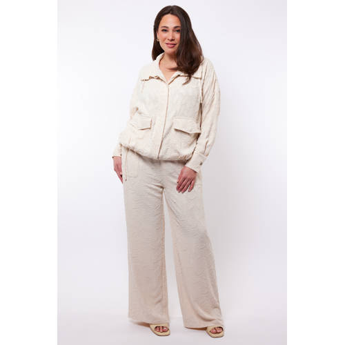 Exxcellent wide leg high waist broek ecru afbeelding