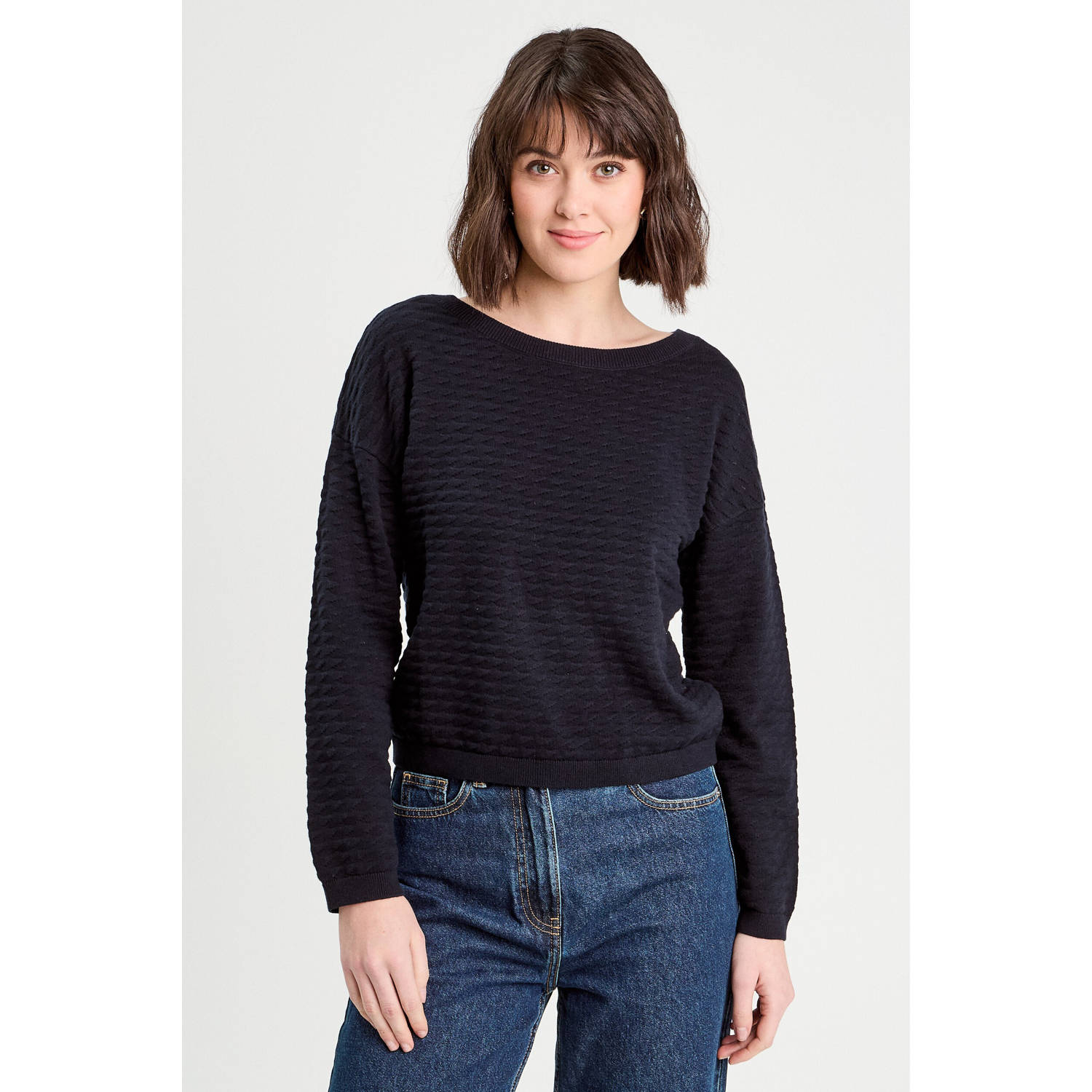 Cache pullover donkerblauw ajour