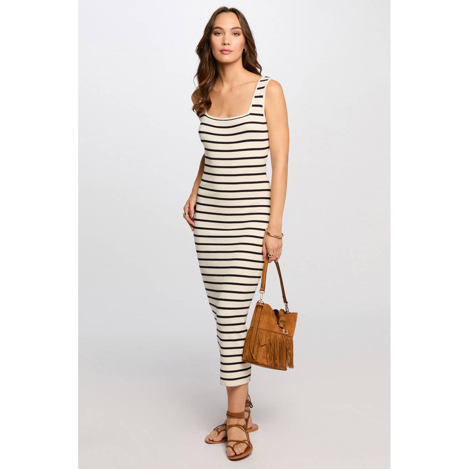 Morgan midi jurk ecru