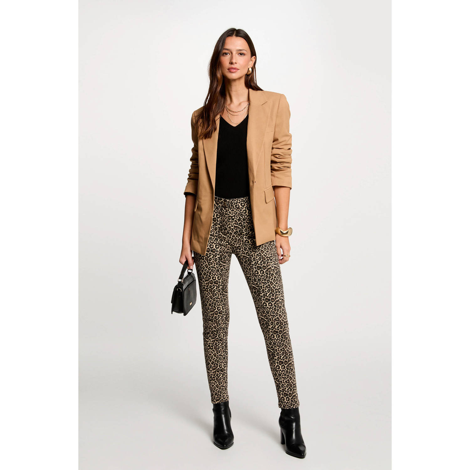 Morgan skinny regular waist broek bruin