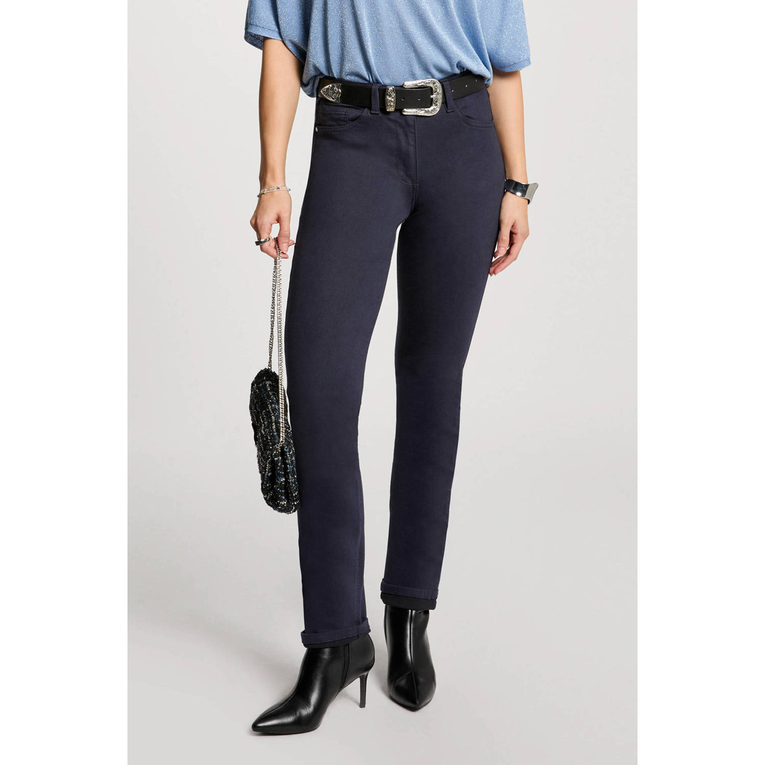 Morgan slim regular waist casual broek marine