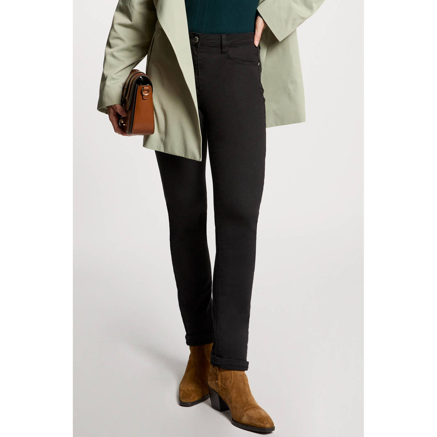 Morgan slim regular waist casual broek zwart