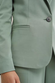 thumbnail: Groene dames WE Fashion getailleerde blazer van polyester met effen, lange mouwen, reverskraag, knoopsluiting en knoopdetail