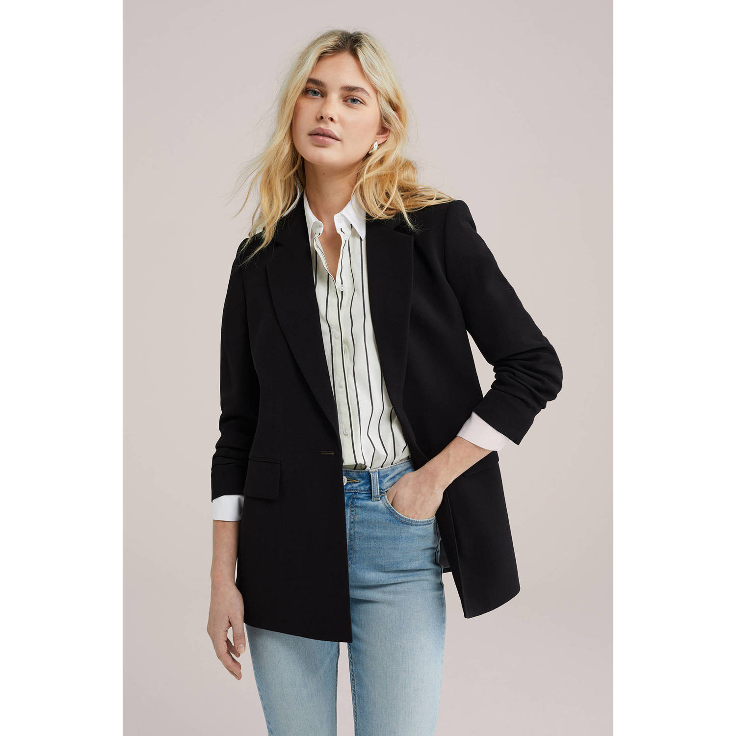 WE Fashion regular blazer zwart