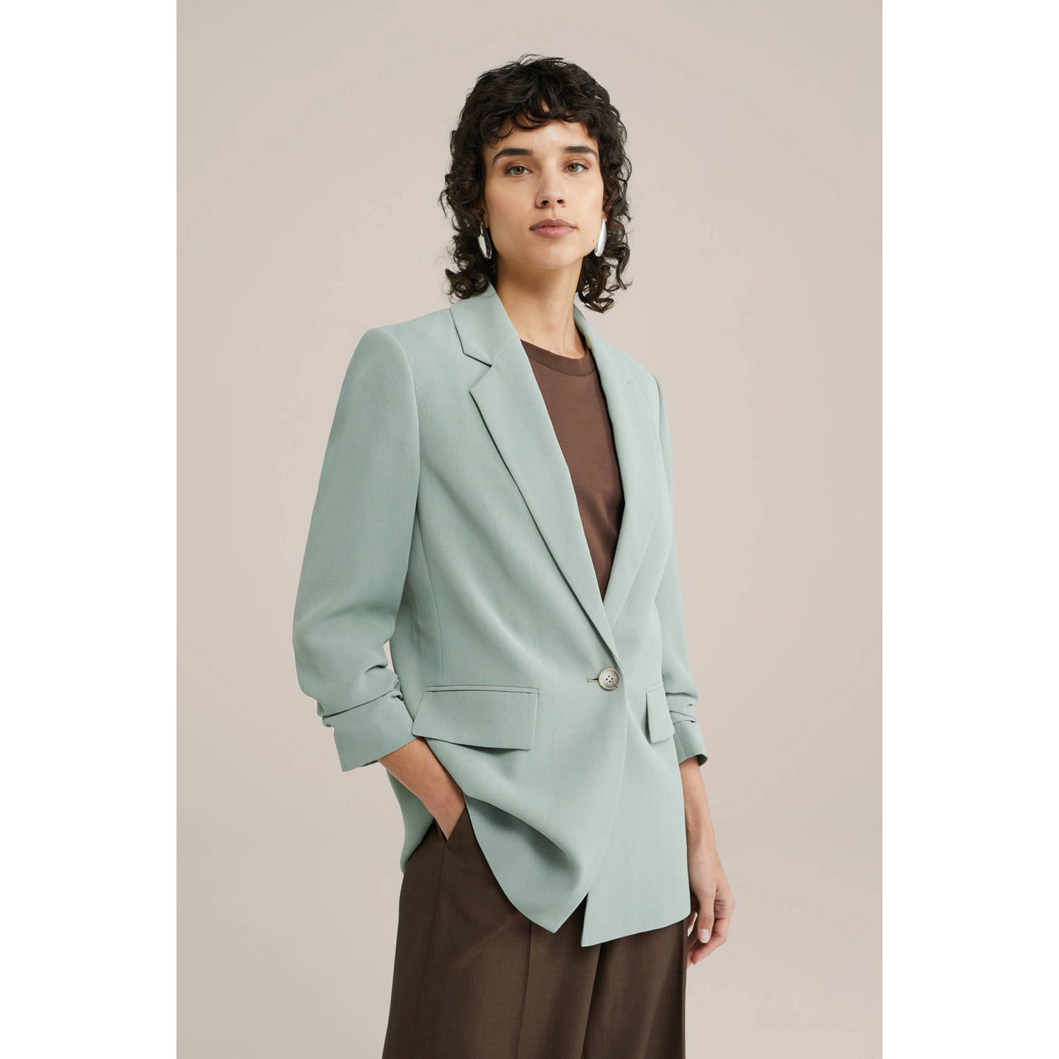 WE Fashion regular blazer mintgroen