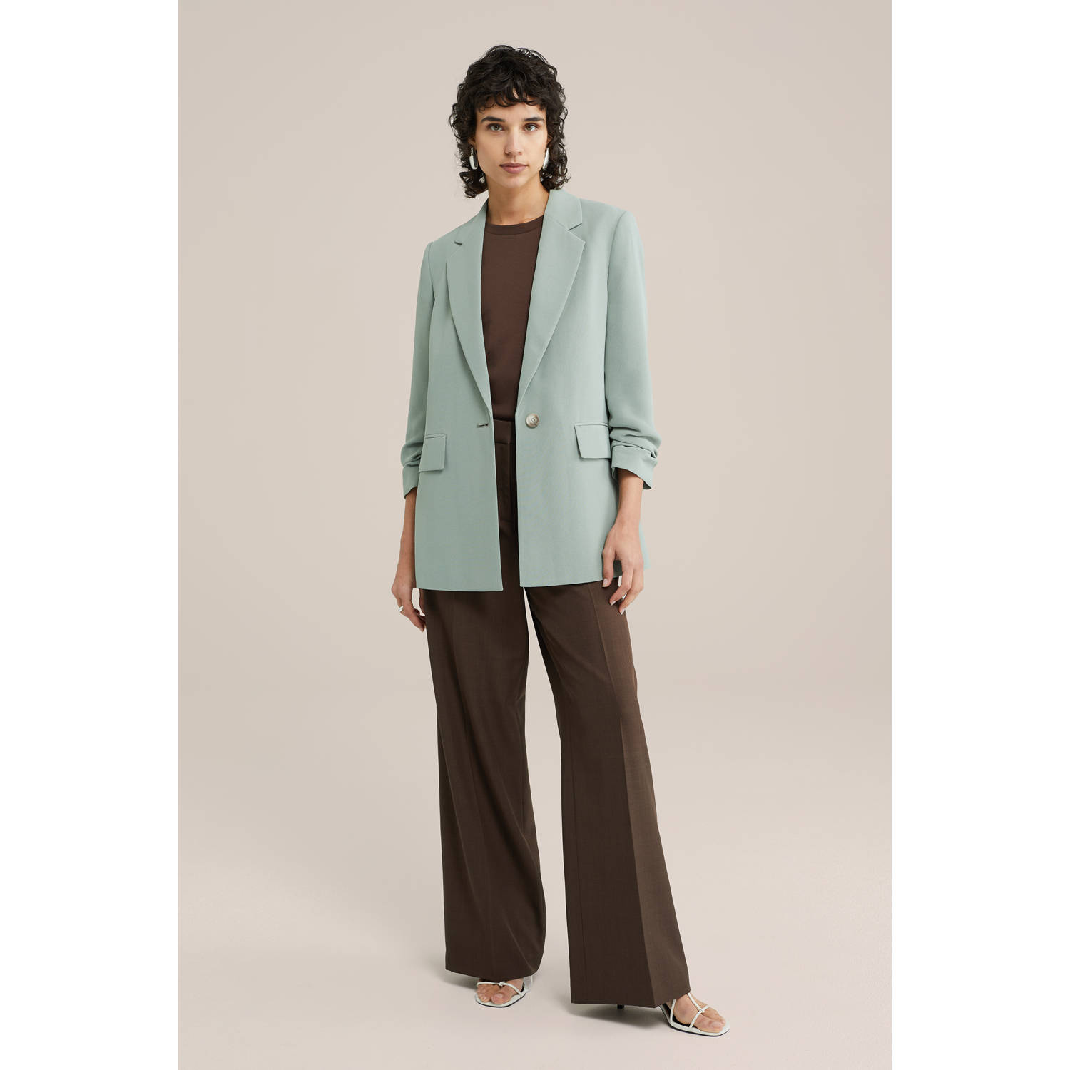 WE Fashion regular blazer mintgroen