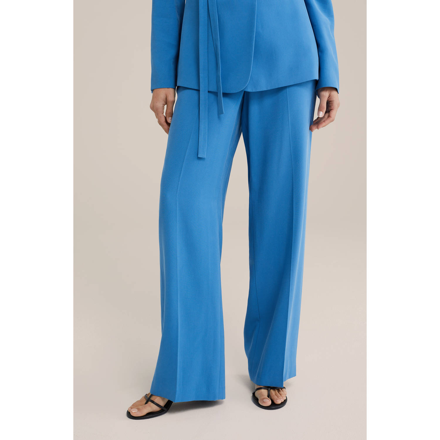 WE Fashion wide leg regular waist pantalon blauw