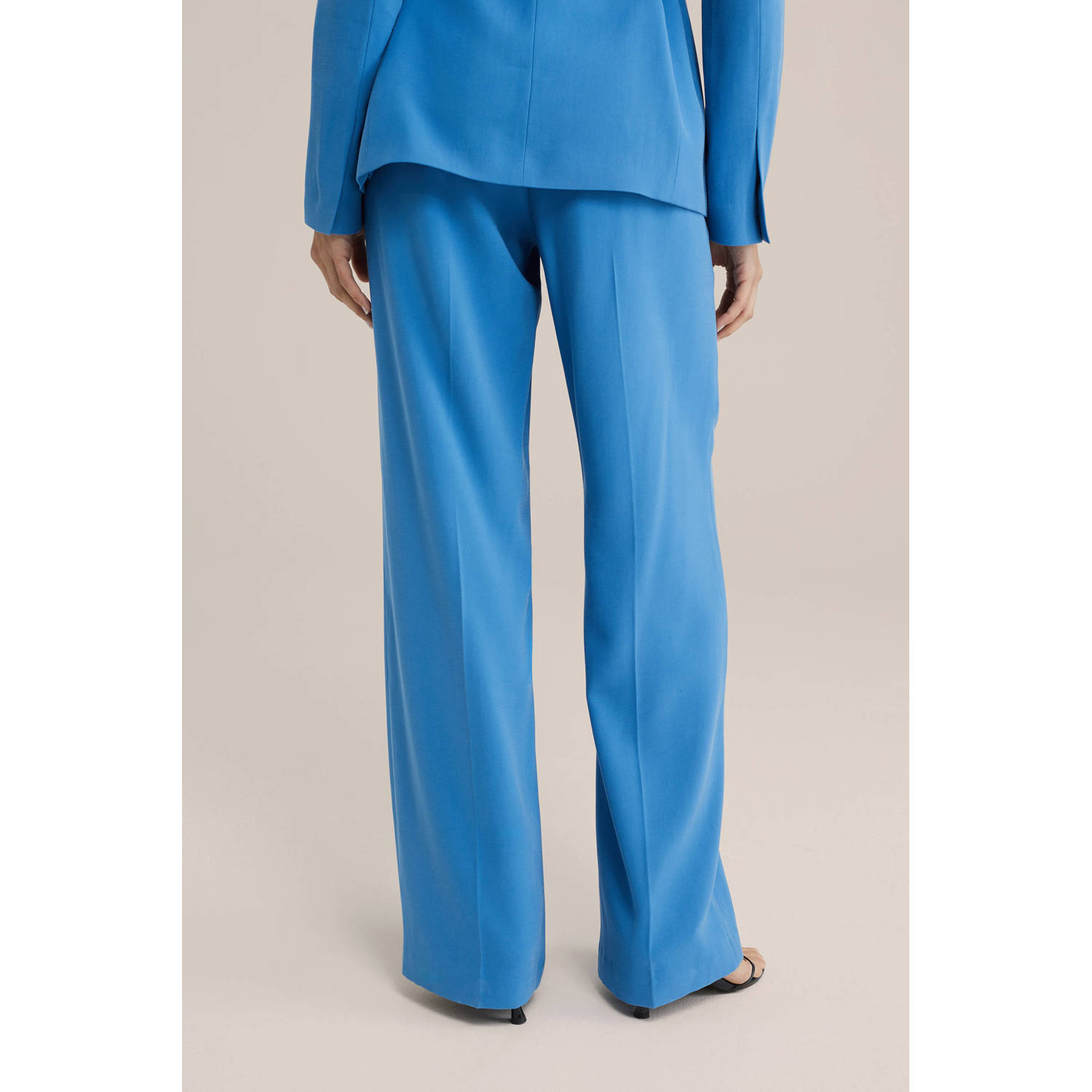 WE Fashion wide leg regular waist pantalon blauw