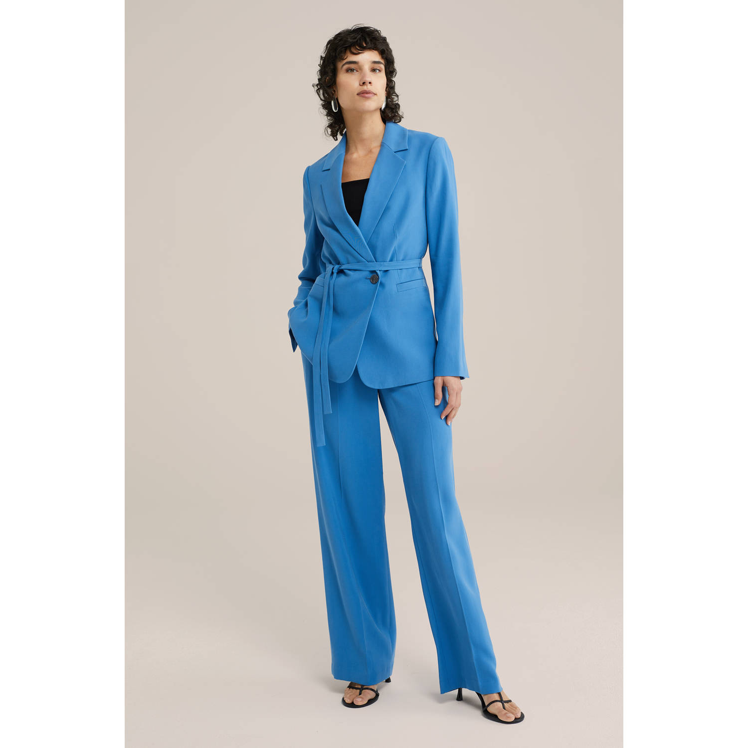WE Fashion wide leg regular waist pantalon blauw