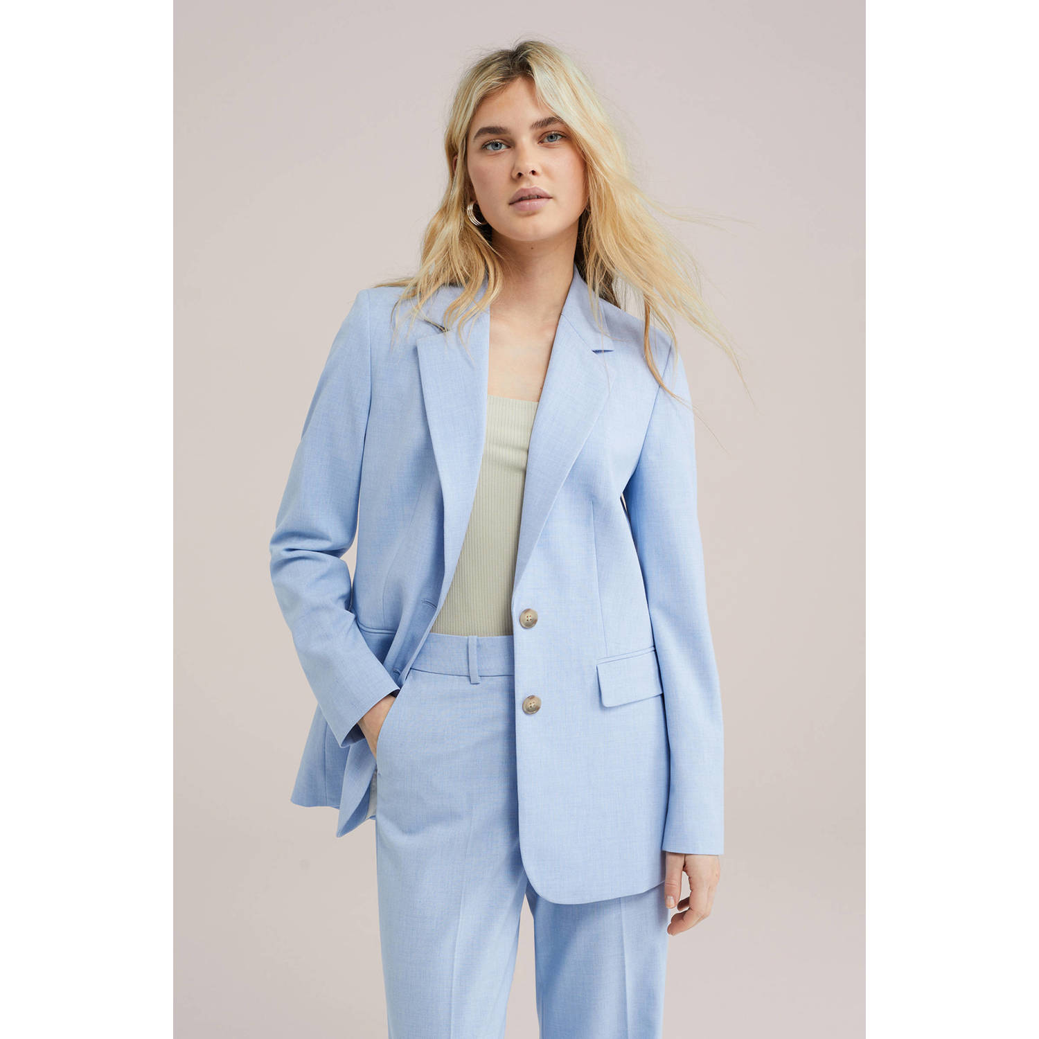 WE Fashion regular blazer lichtblauw