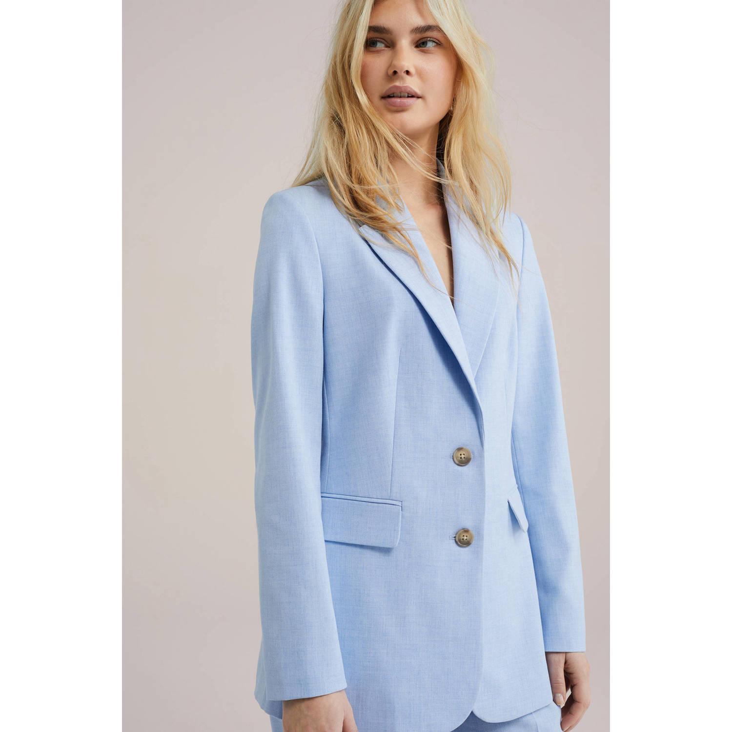 WE Fashion regular blazer lichtblauw
