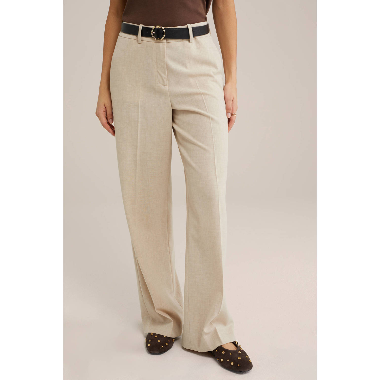 WE Fashion wide leg regular waist pantalon beige
