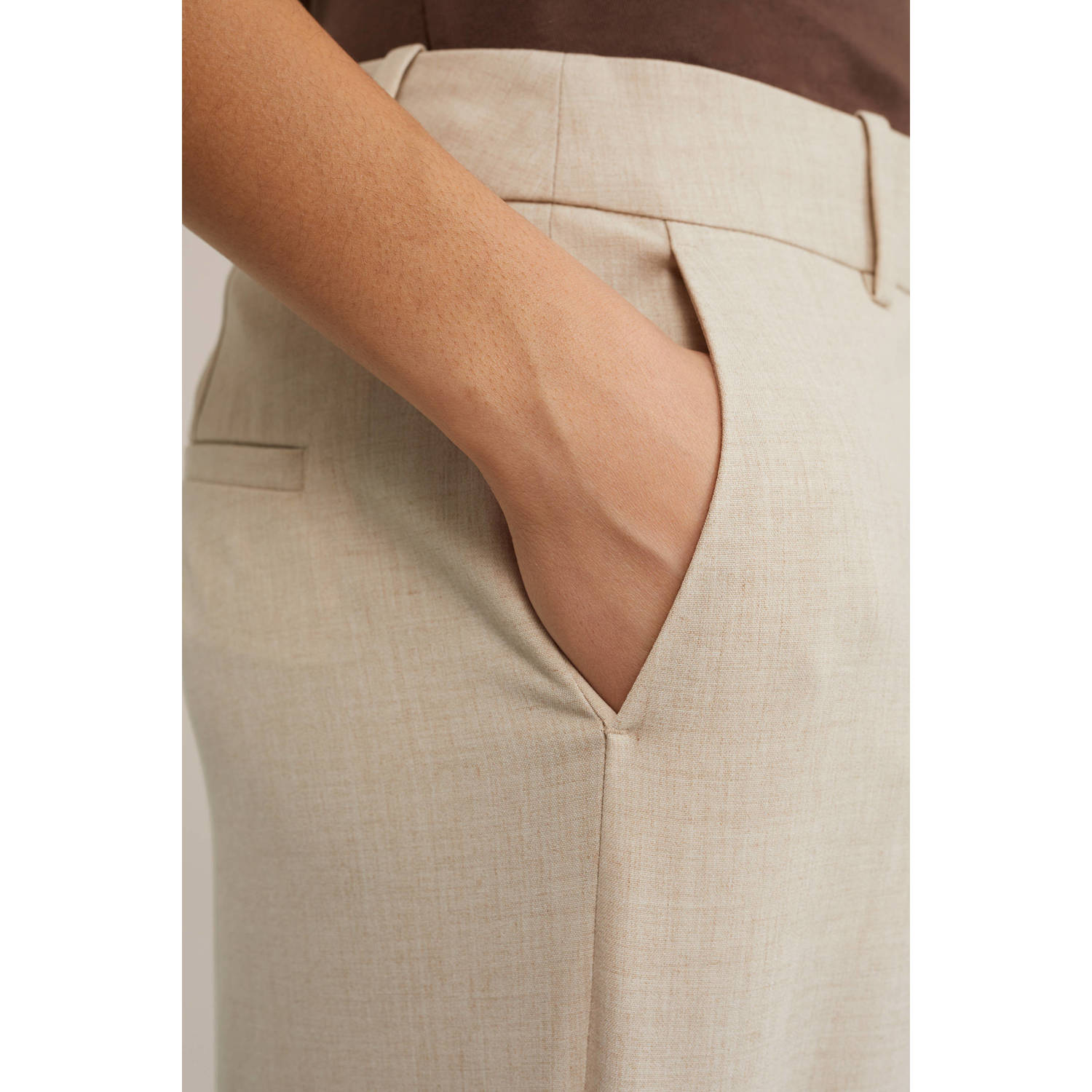 WE Fashion wide leg regular waist pantalon beige