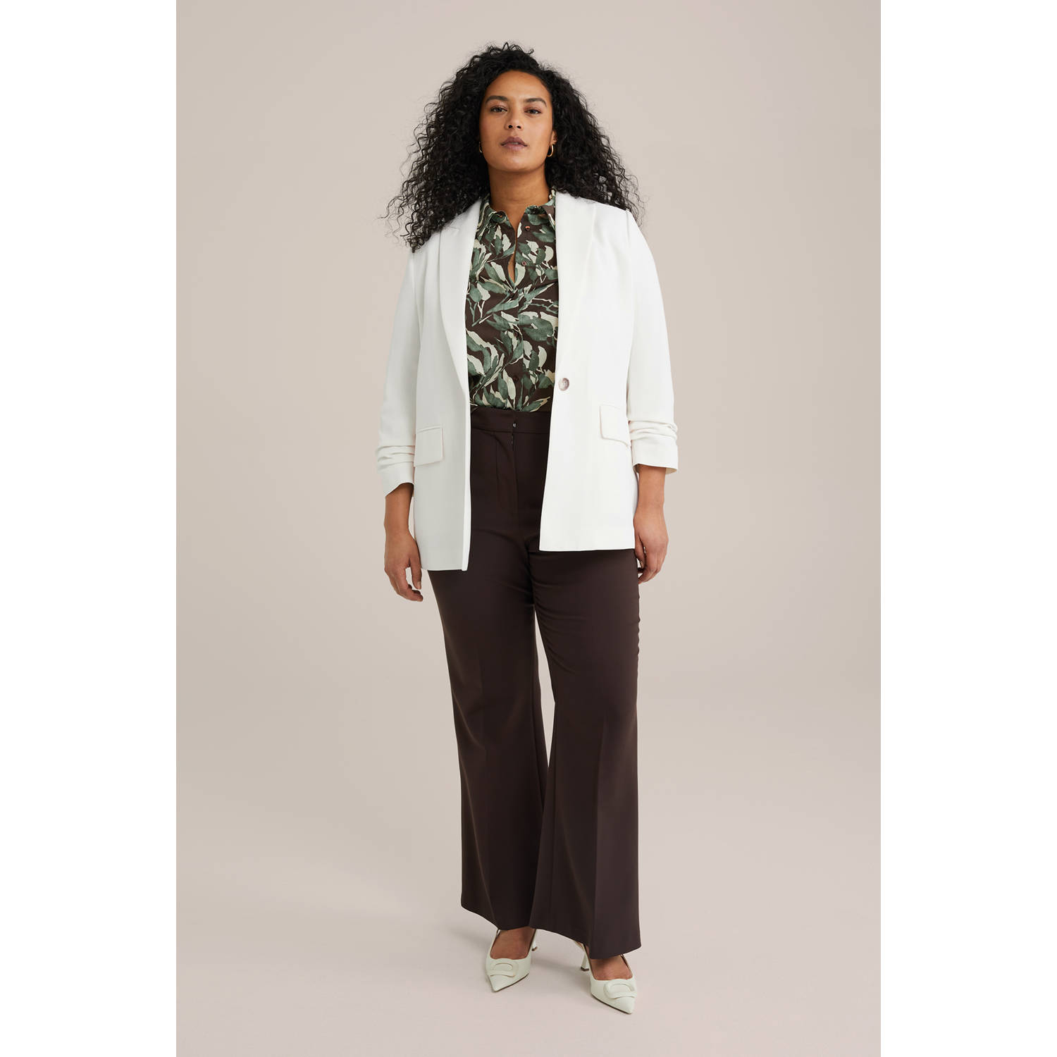 WE Fashion Curve regular blazer wit