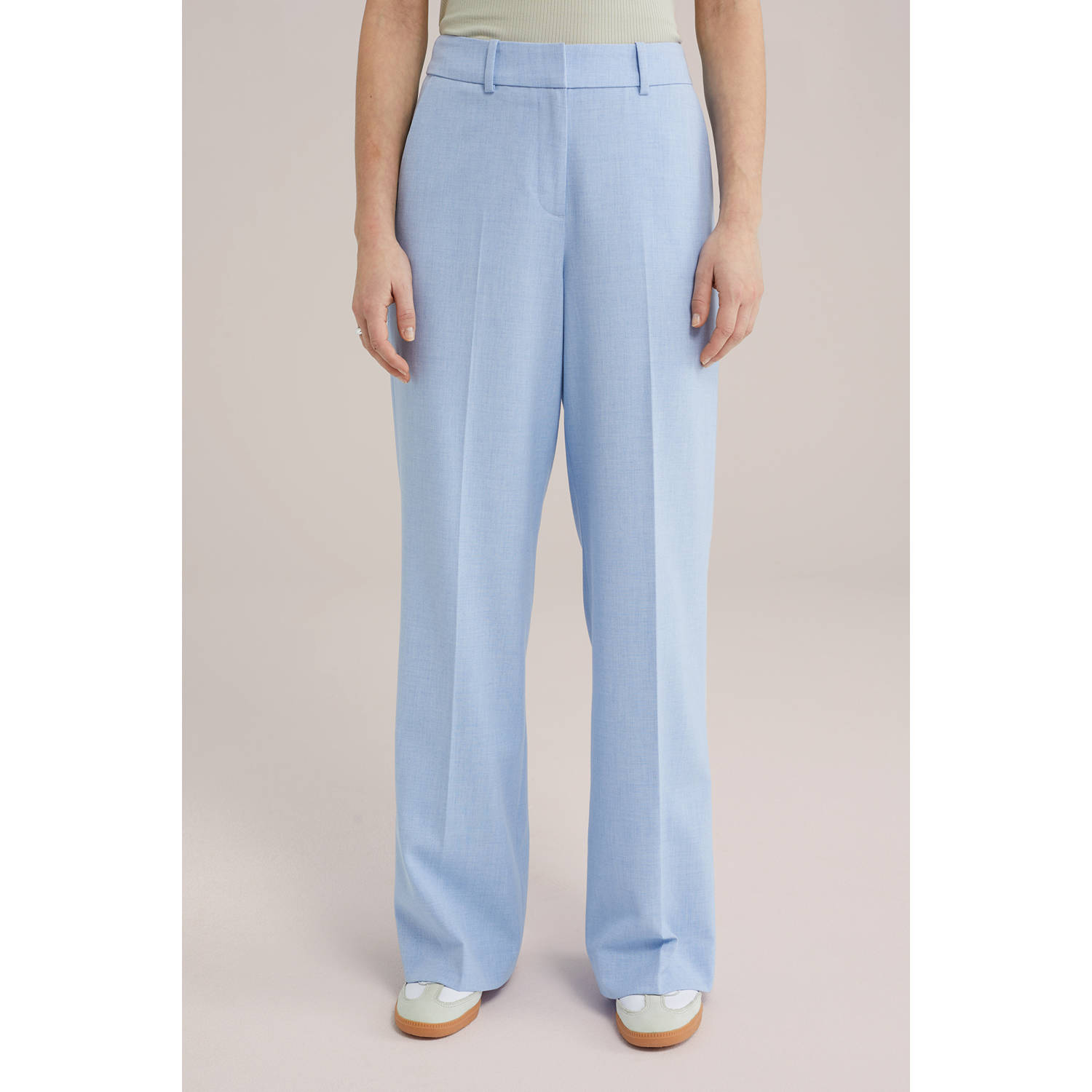 WE Fashion wide leg regular waist pantalon lichtblauw