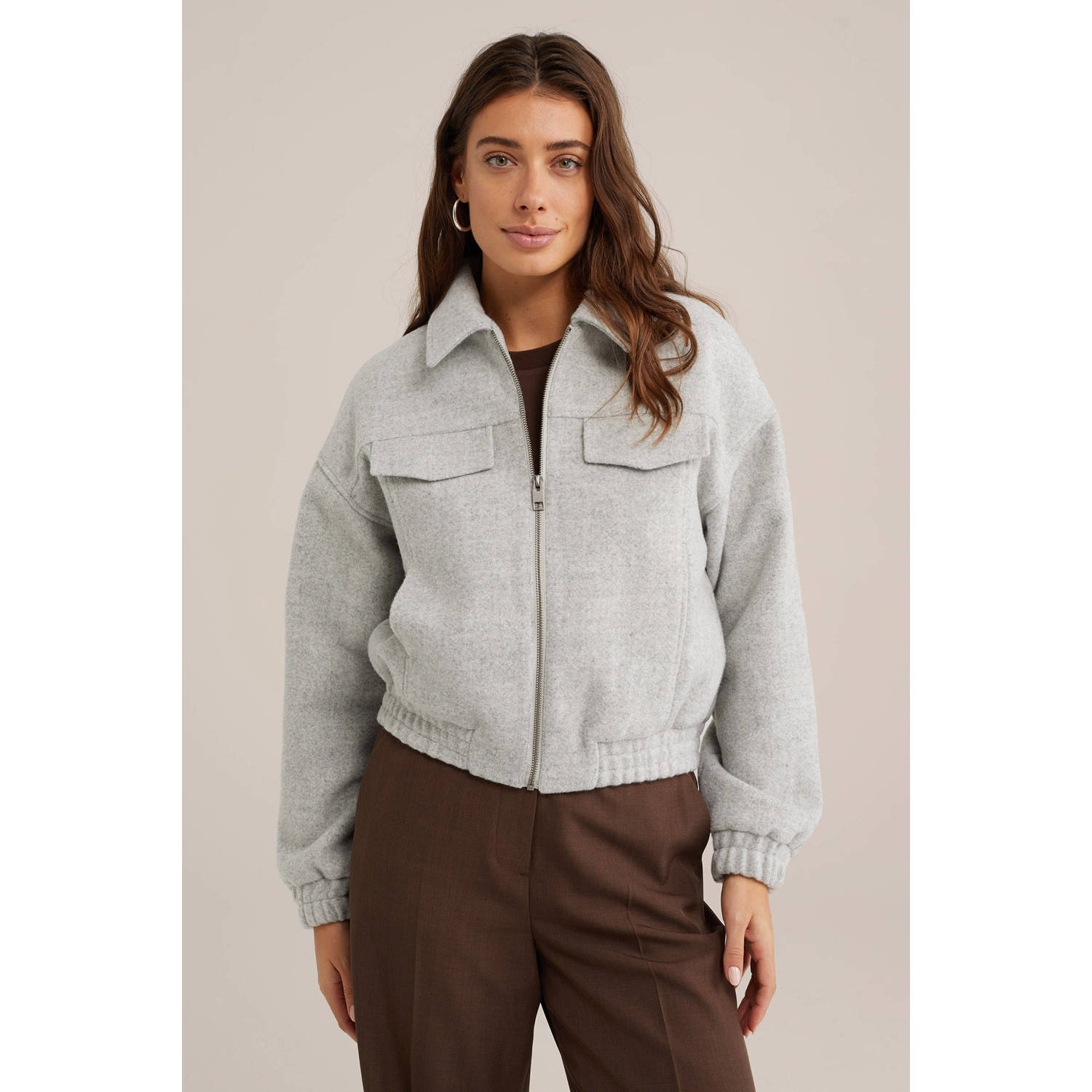 WE Fashion zomerjas grijs melange