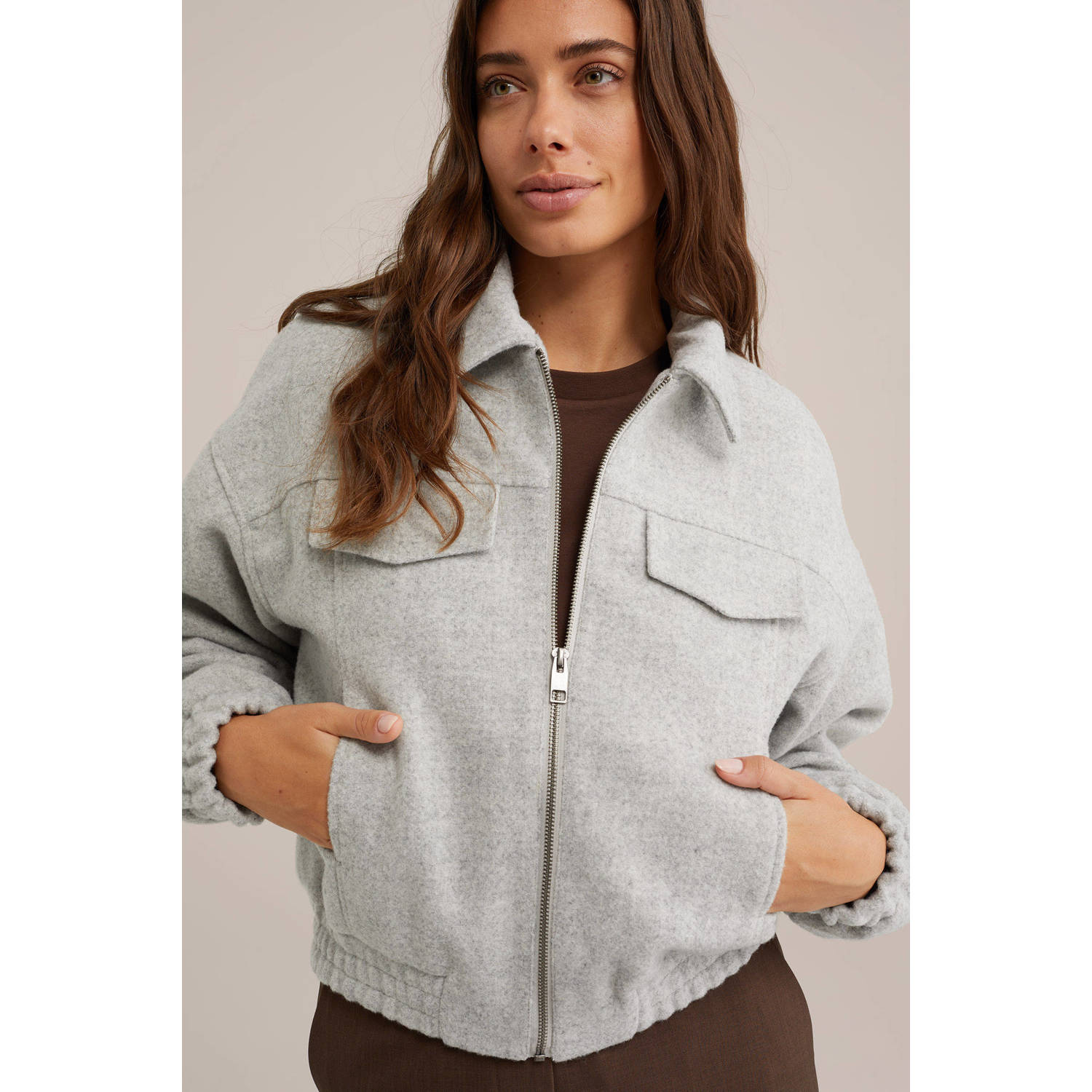 WE Fashion zomerjas grijs melange