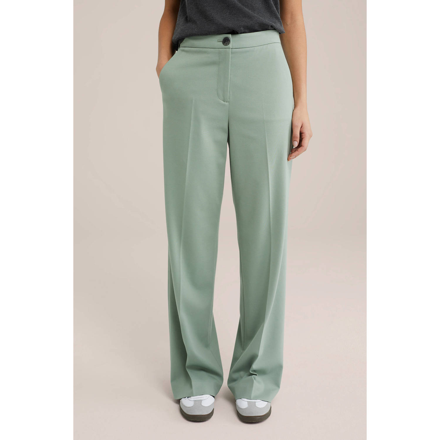 WE Fashion high waist casual broek lichtgroen