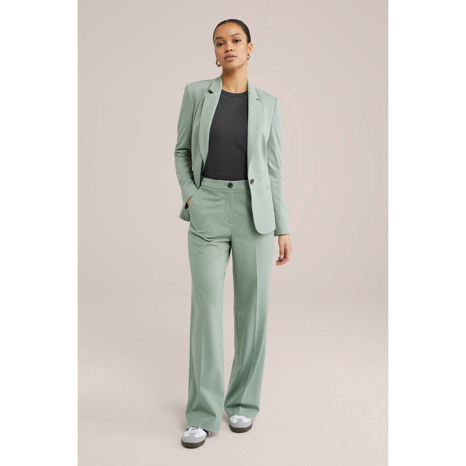 WE Fashion high waist casual broek lichtgroen