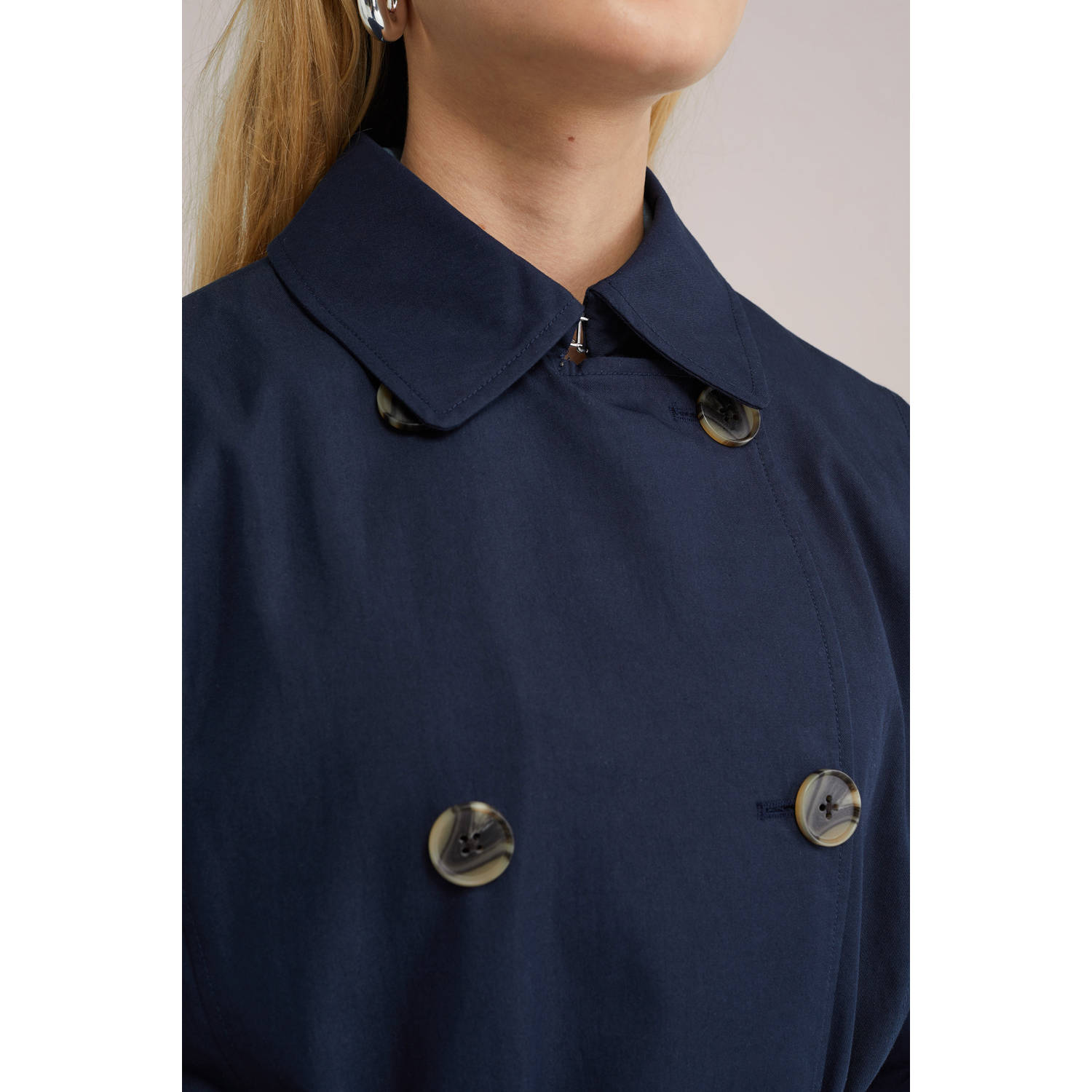 WE Fashion trenchcoat donkerblauw