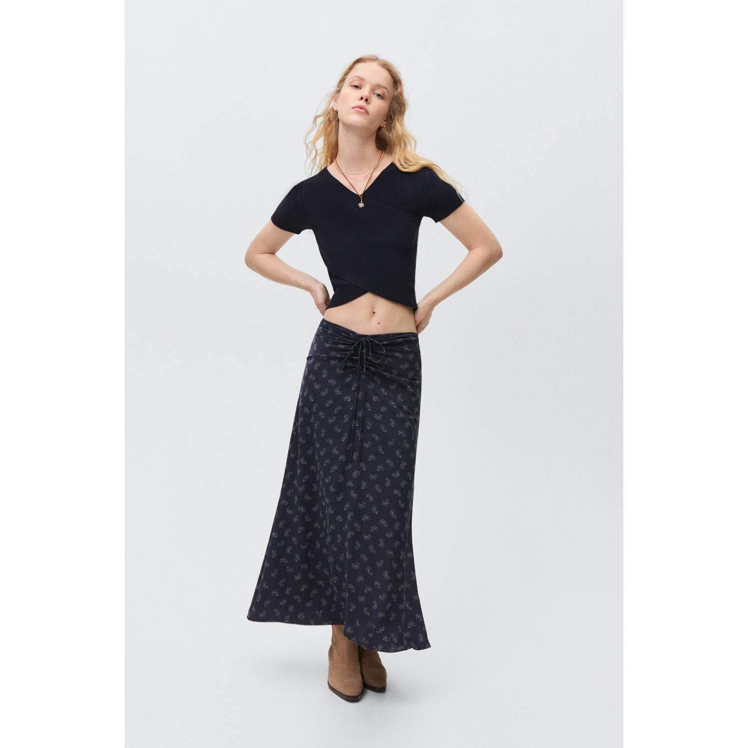 MANGO TEEN maxi rok donkerblauw