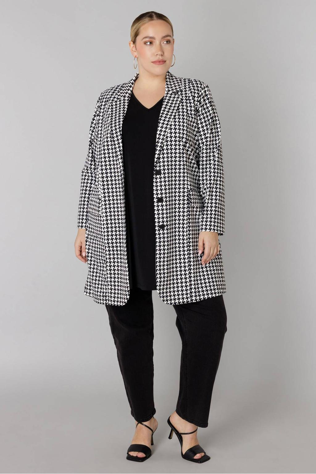 Zwarte dames Colletta regular blazer van travelstof met lange mouwen en knoopsluiting