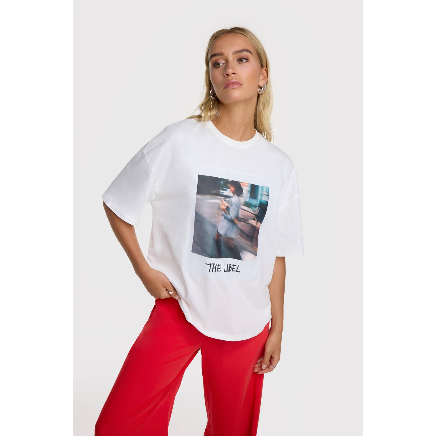 ALIX THE LABEL Dames Tops & T-shirts Ladies Knitted Polaroid Tshirt Wit