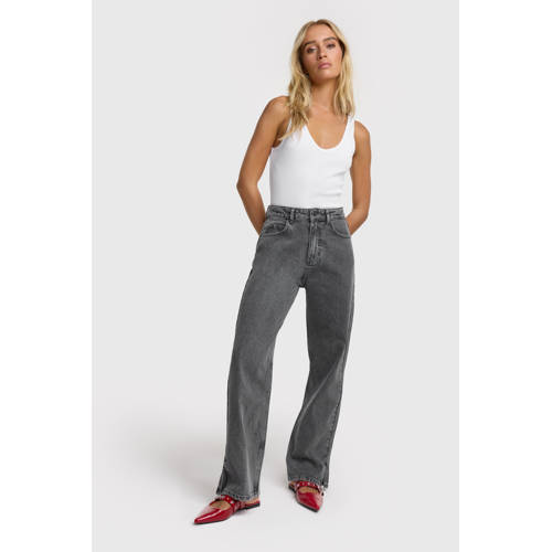 Alix the Label wide leg jeans grey denim afbeelding
