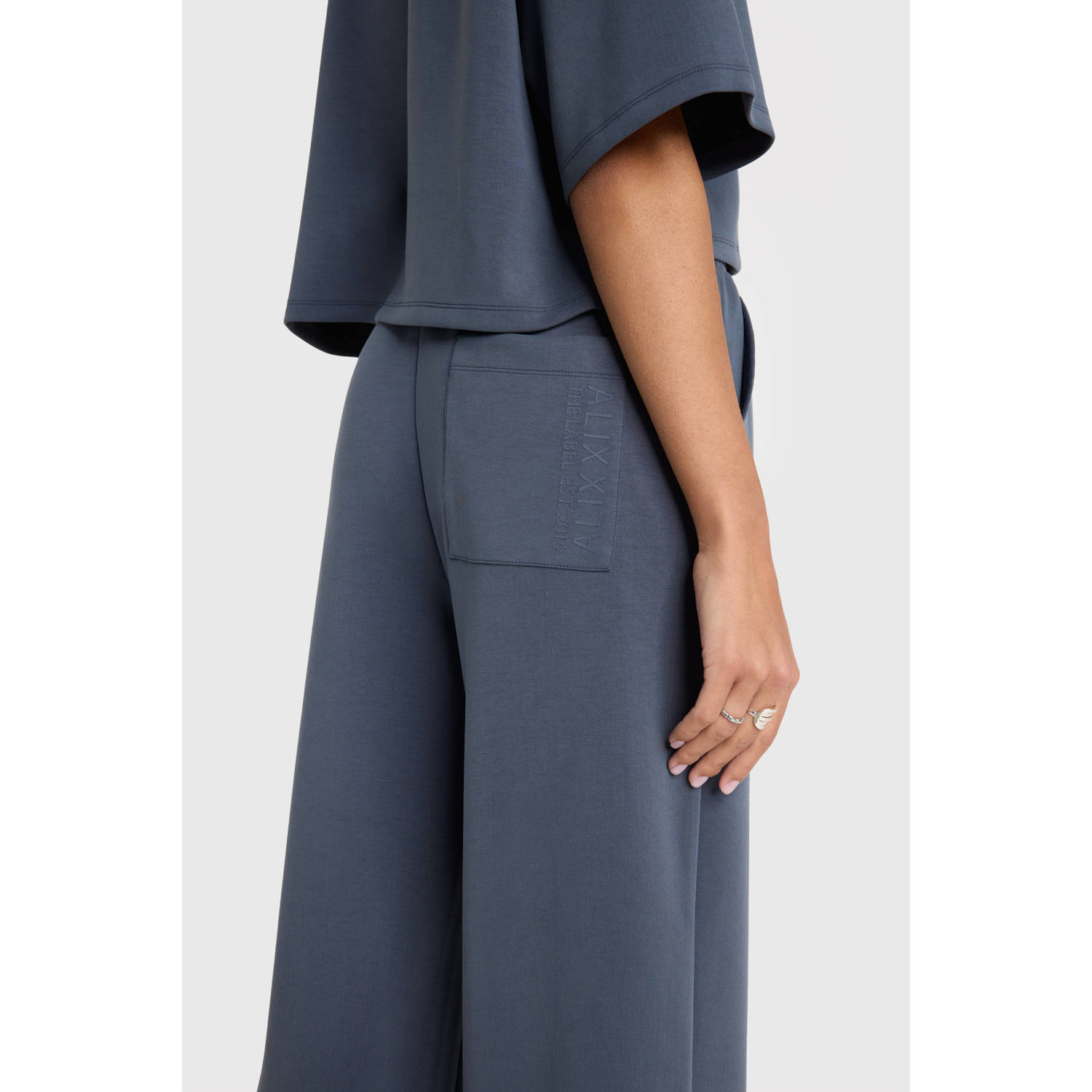 Alix the Label wide leg regular waist broek antraciet