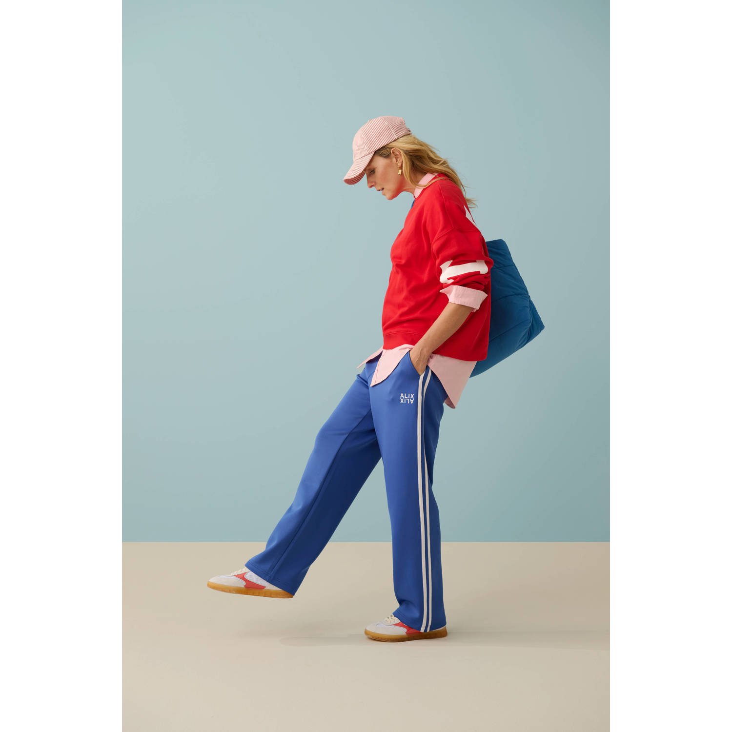 Alix the Label wide leg regular waist broek blauw