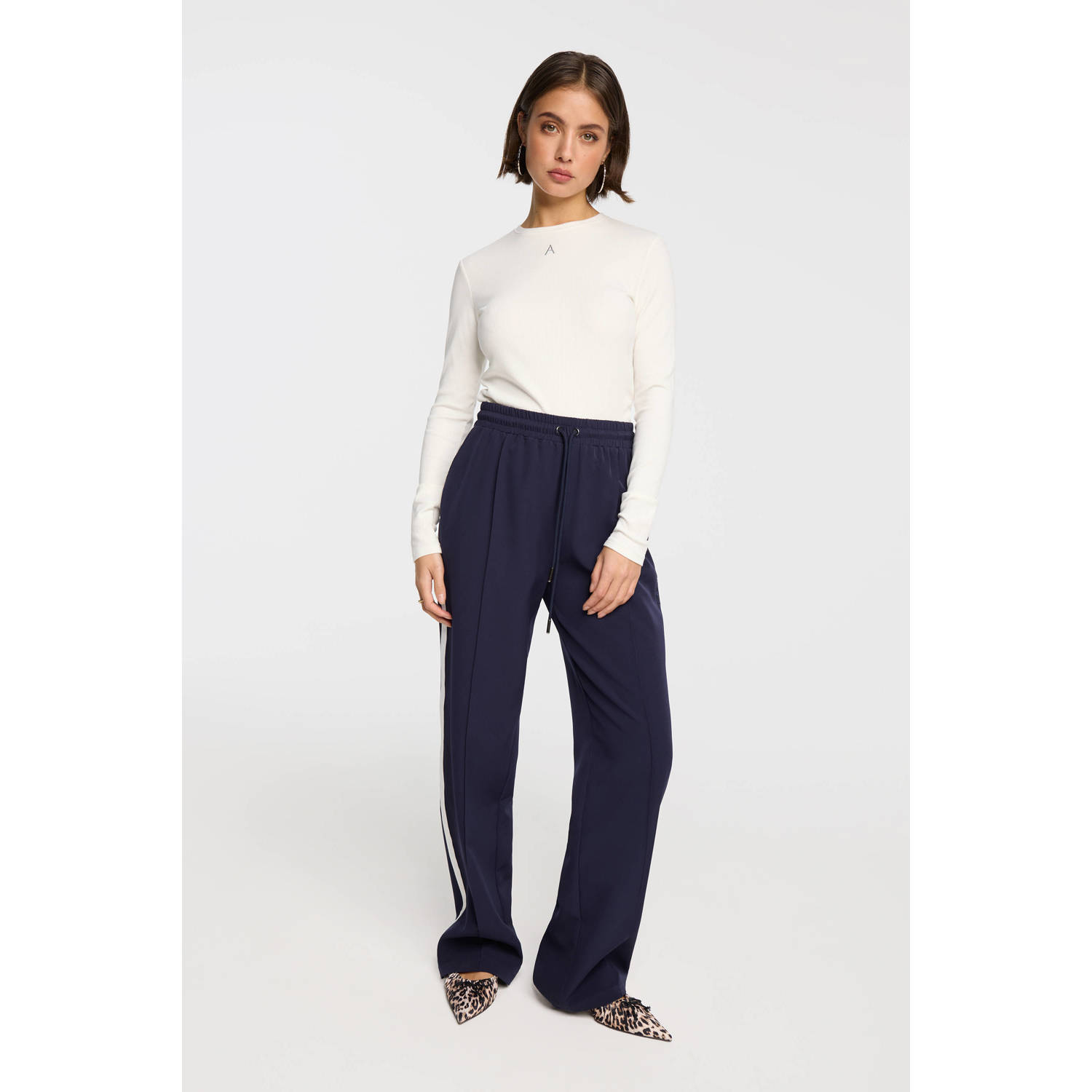 Alix the Label straight high waist broek donkerblauw