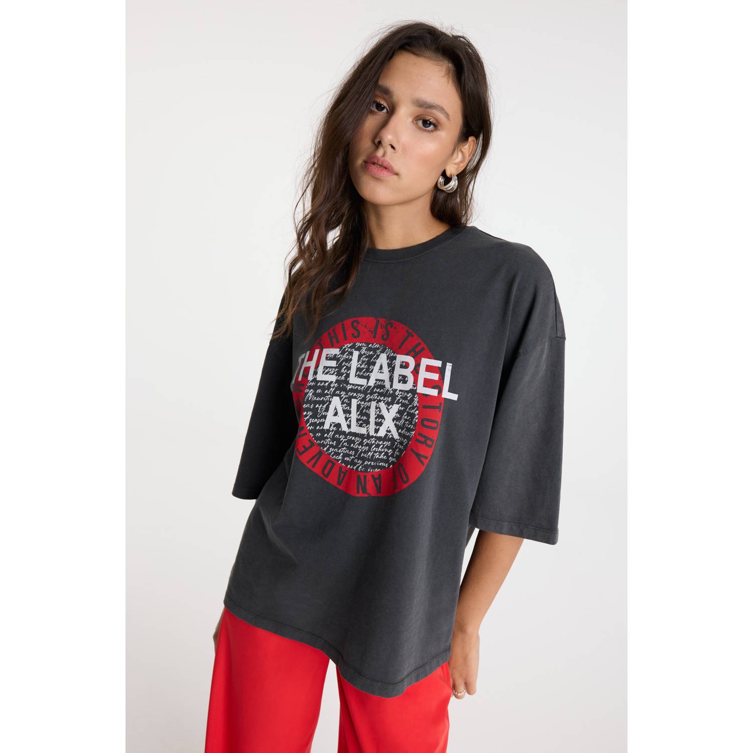 ALIX THE LABEL Dames Tops & T-shirts Ladies Knitted Alix Tshirt Zwart