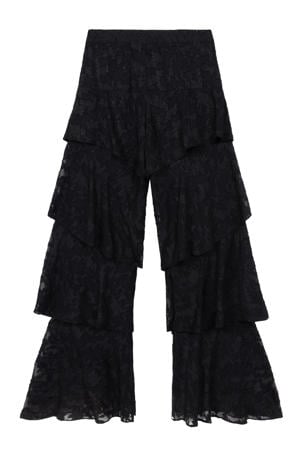 wide leg regular waist broek zwart