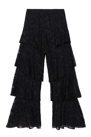 wide leg regular waist broek zwart