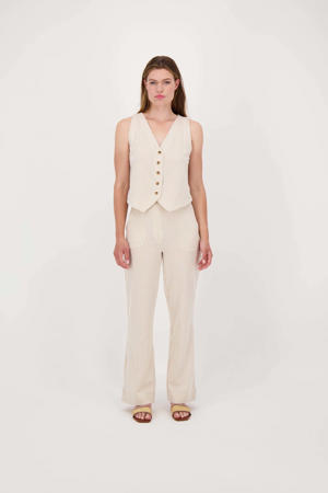 wide leg regular waist broek ecru