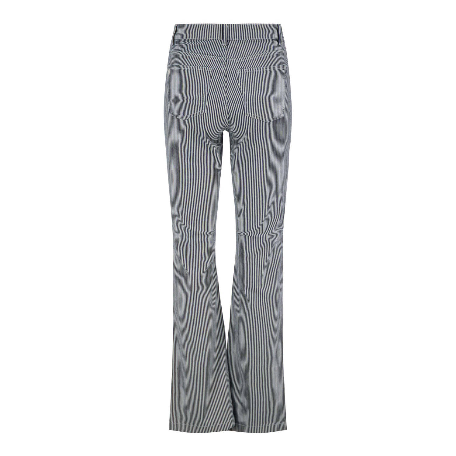Zusss flared regular waist flared broek donkerblauw