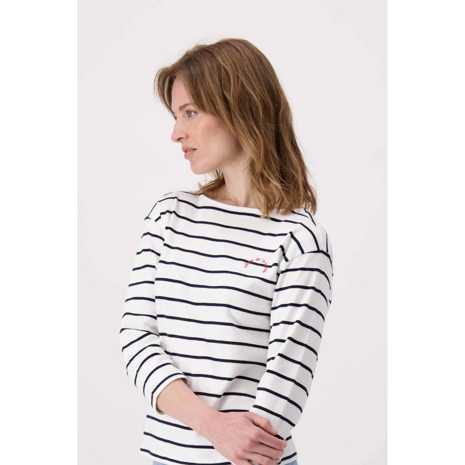 Zusss top ecru en donkerblauw