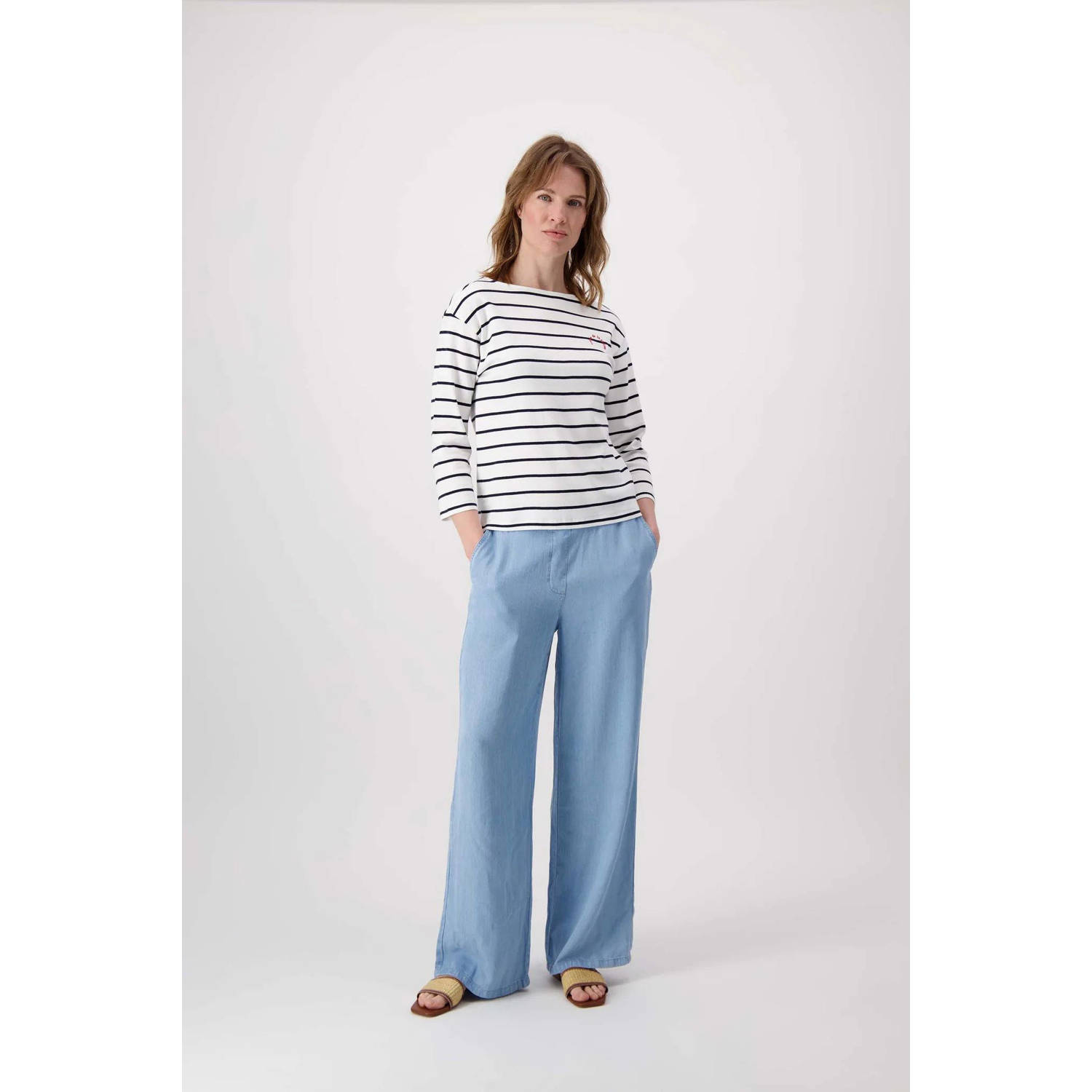 Zusss top ecru en donkerblauw