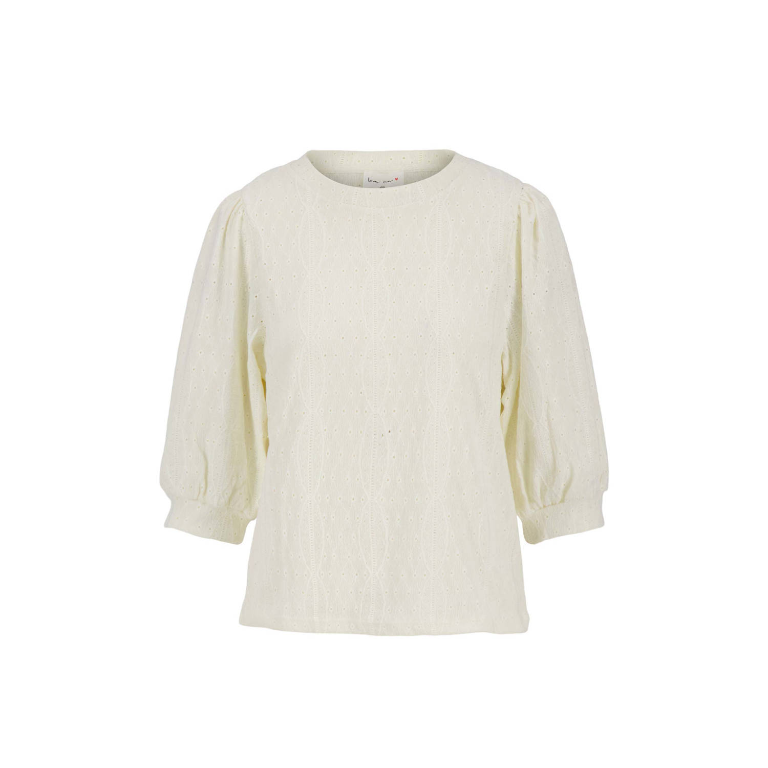 Zusss Korte Mouw Broderie Top White Dames