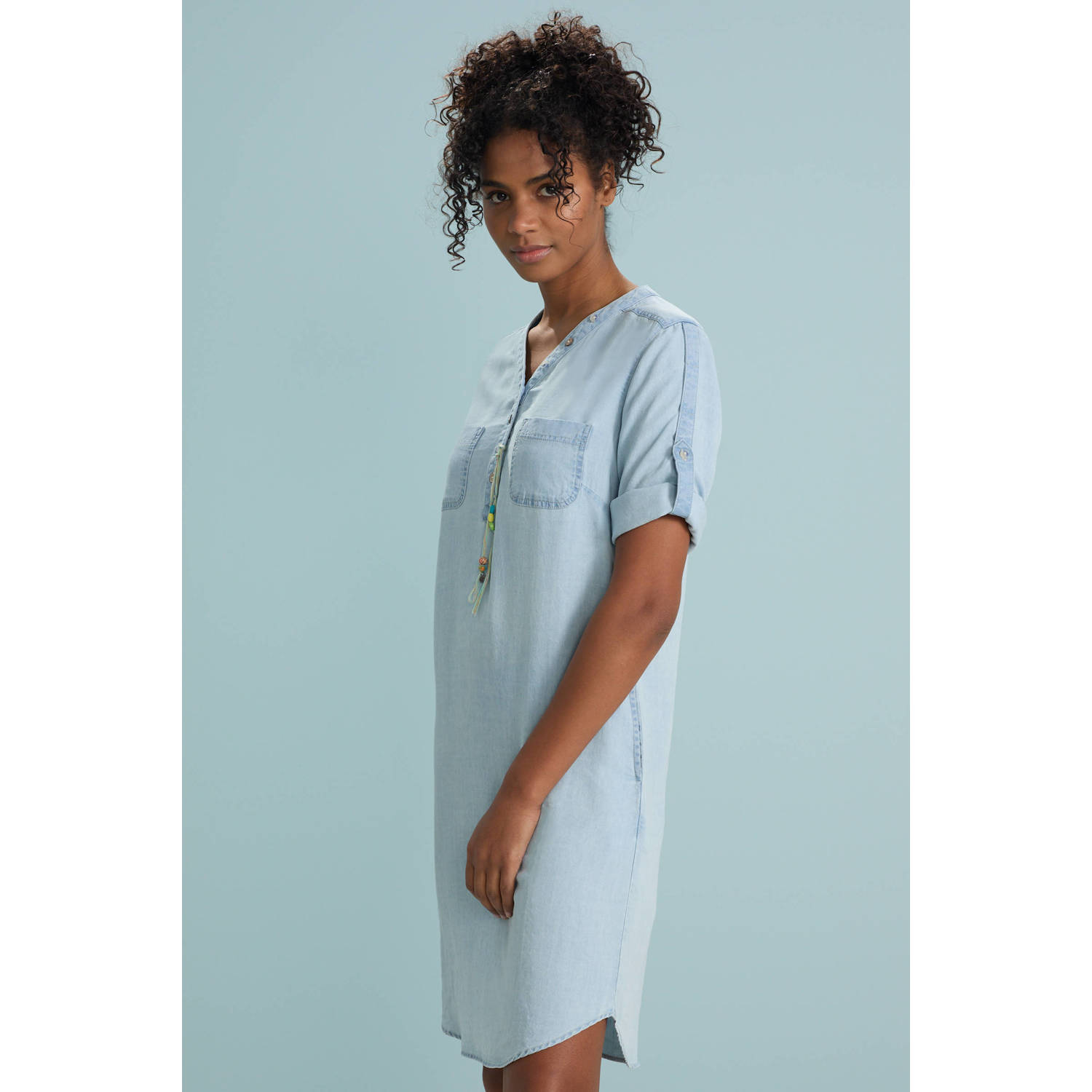 Geisha zomerjurk light blue denim