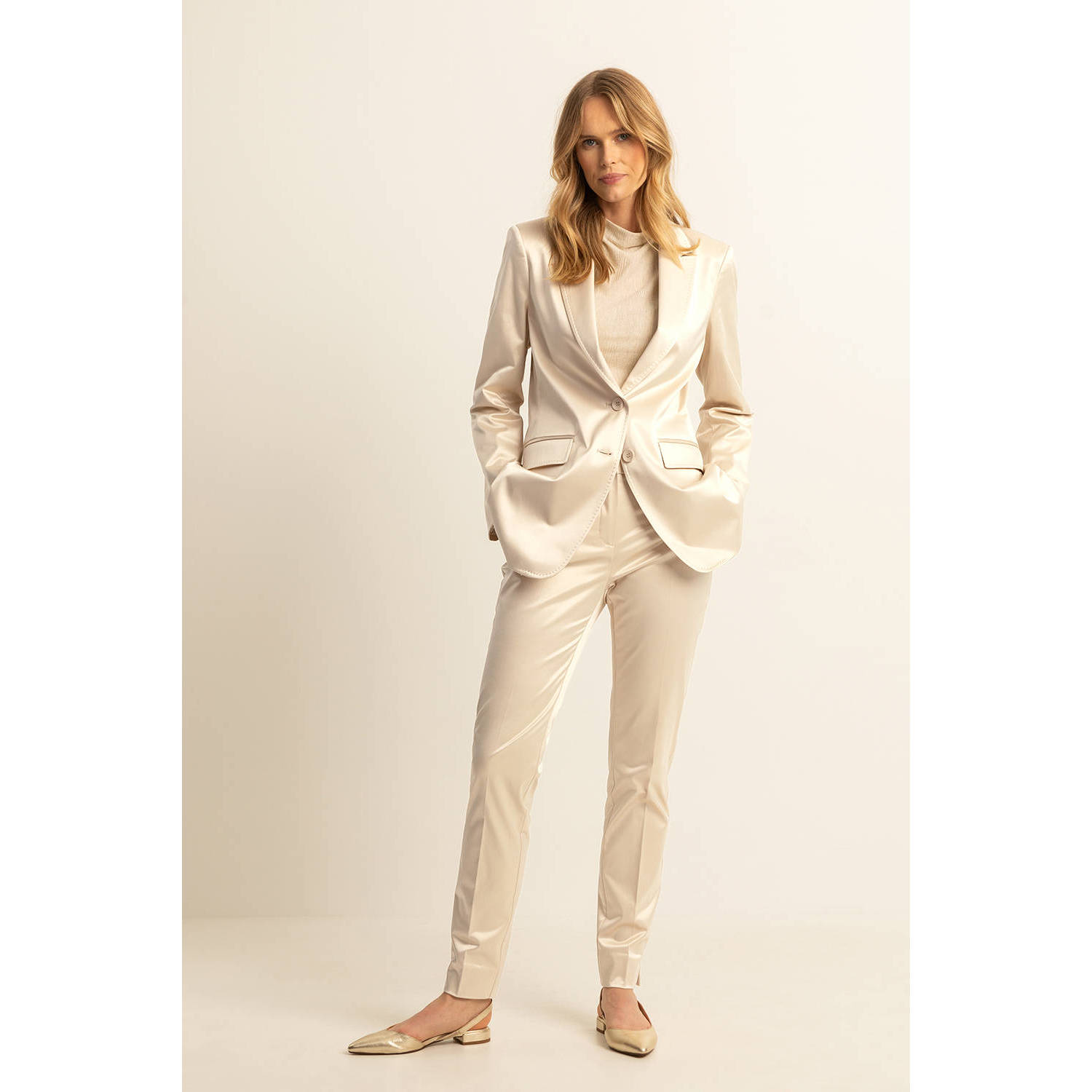 Expresso slim regular waist broek ecru