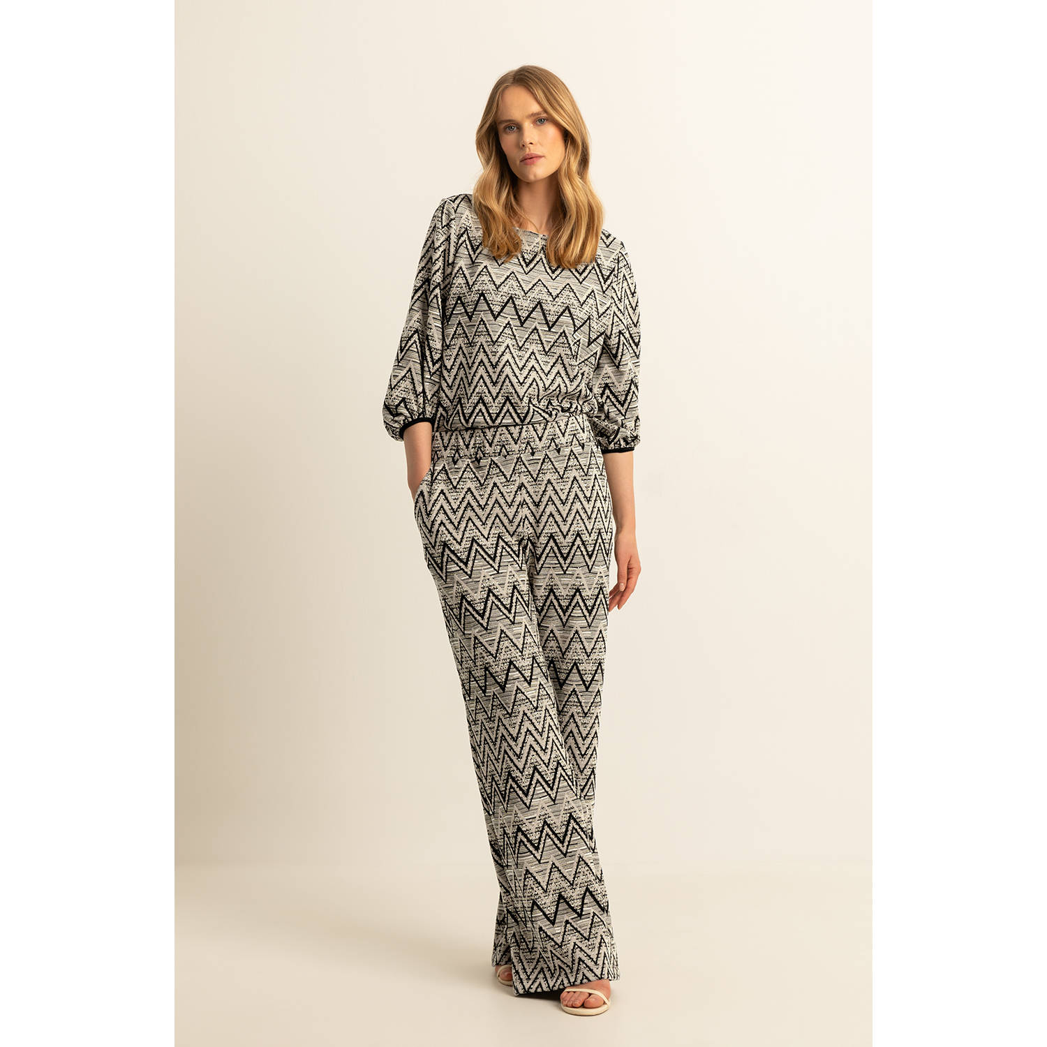 Expresso high waist broek zwart gebreid