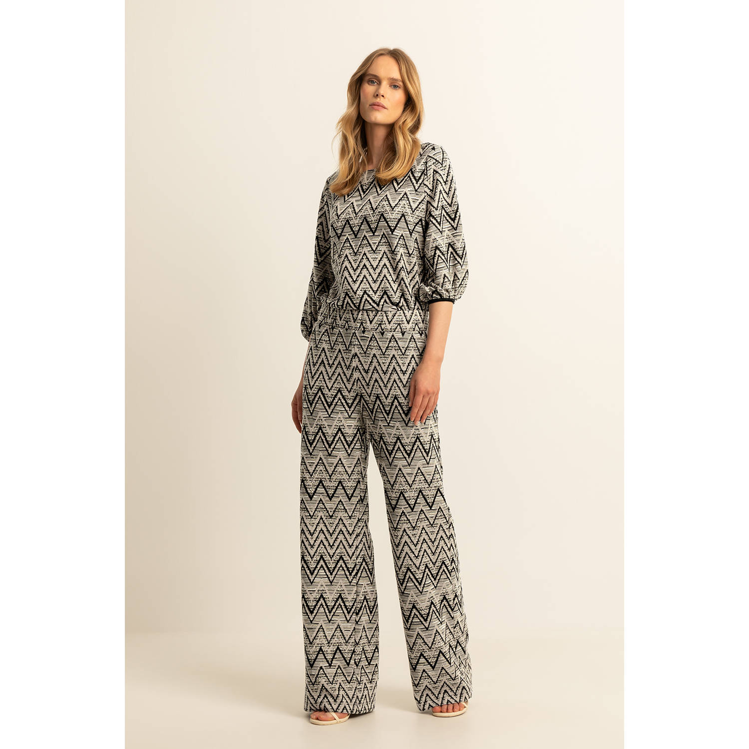 Expresso high waist broek zwart gebreid
