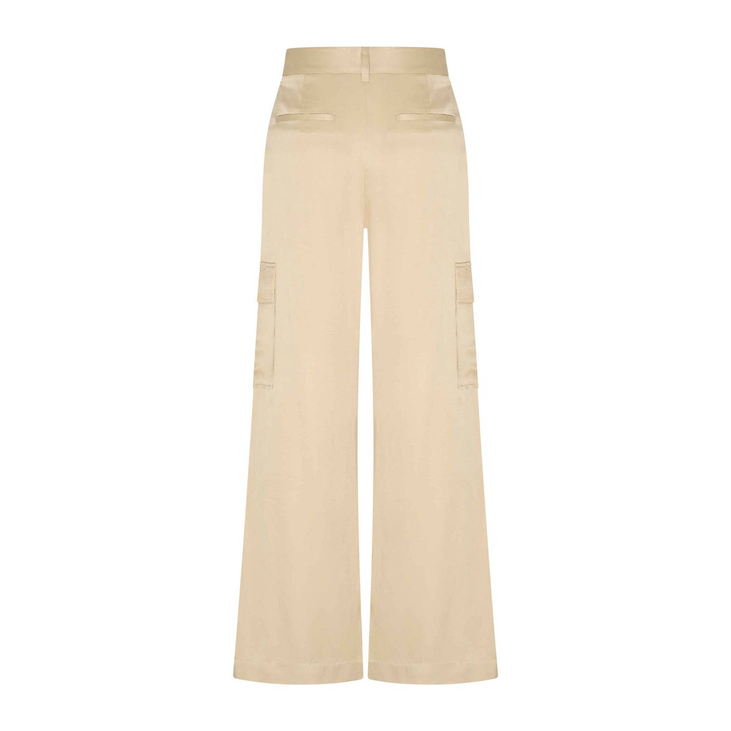 Expresso wide leg high waist casual broek champagne