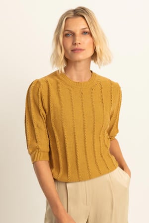 pullover ajour oker