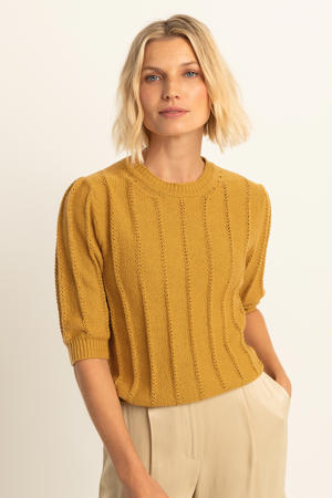 pullover ajour oker