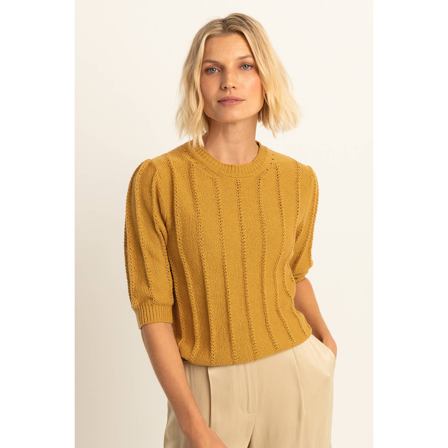 Expresso pullover ajour oker