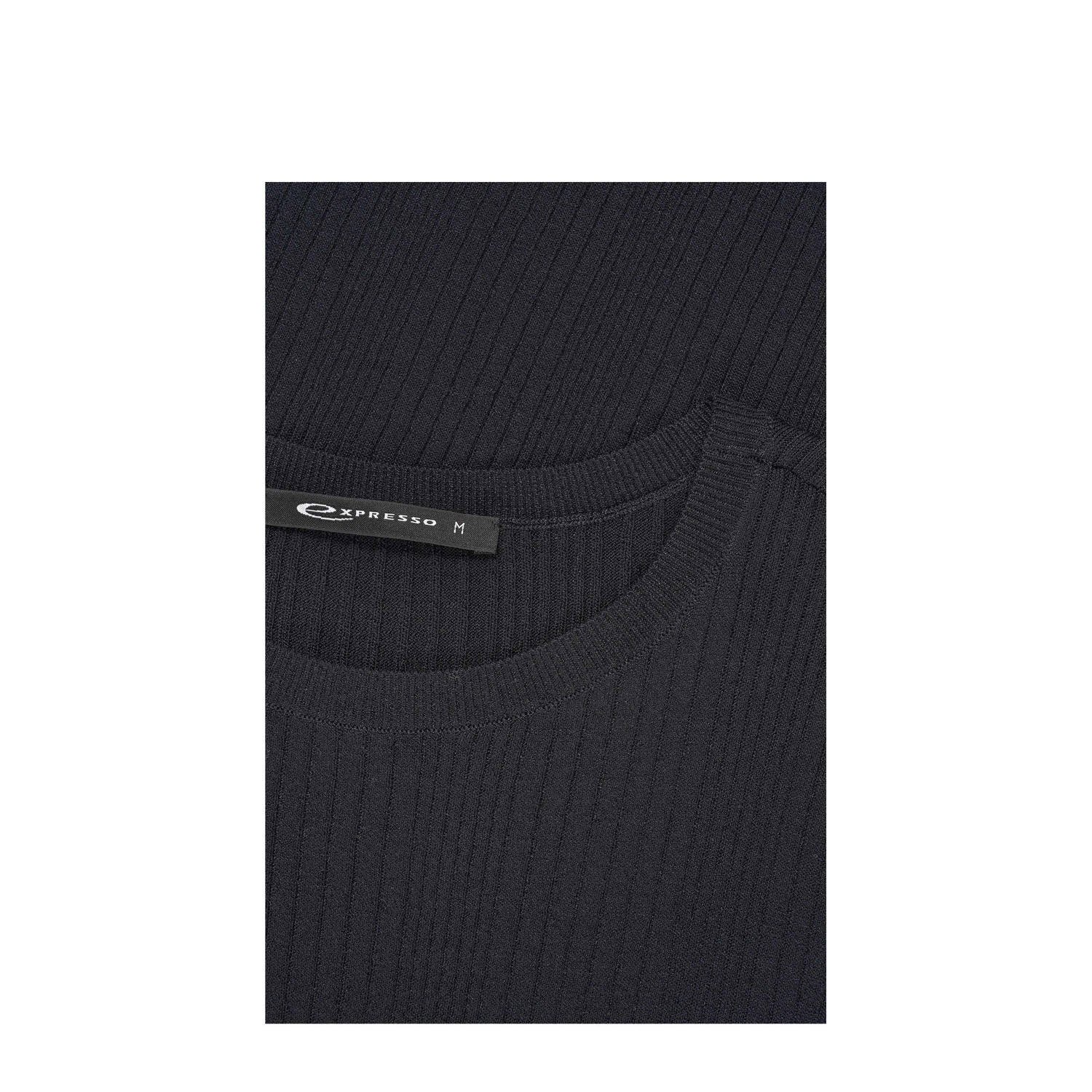 Expresso top gebreid zwart