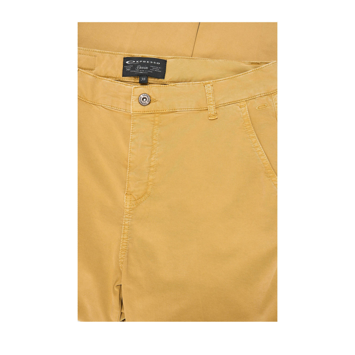 Expresso slim fit broek geel